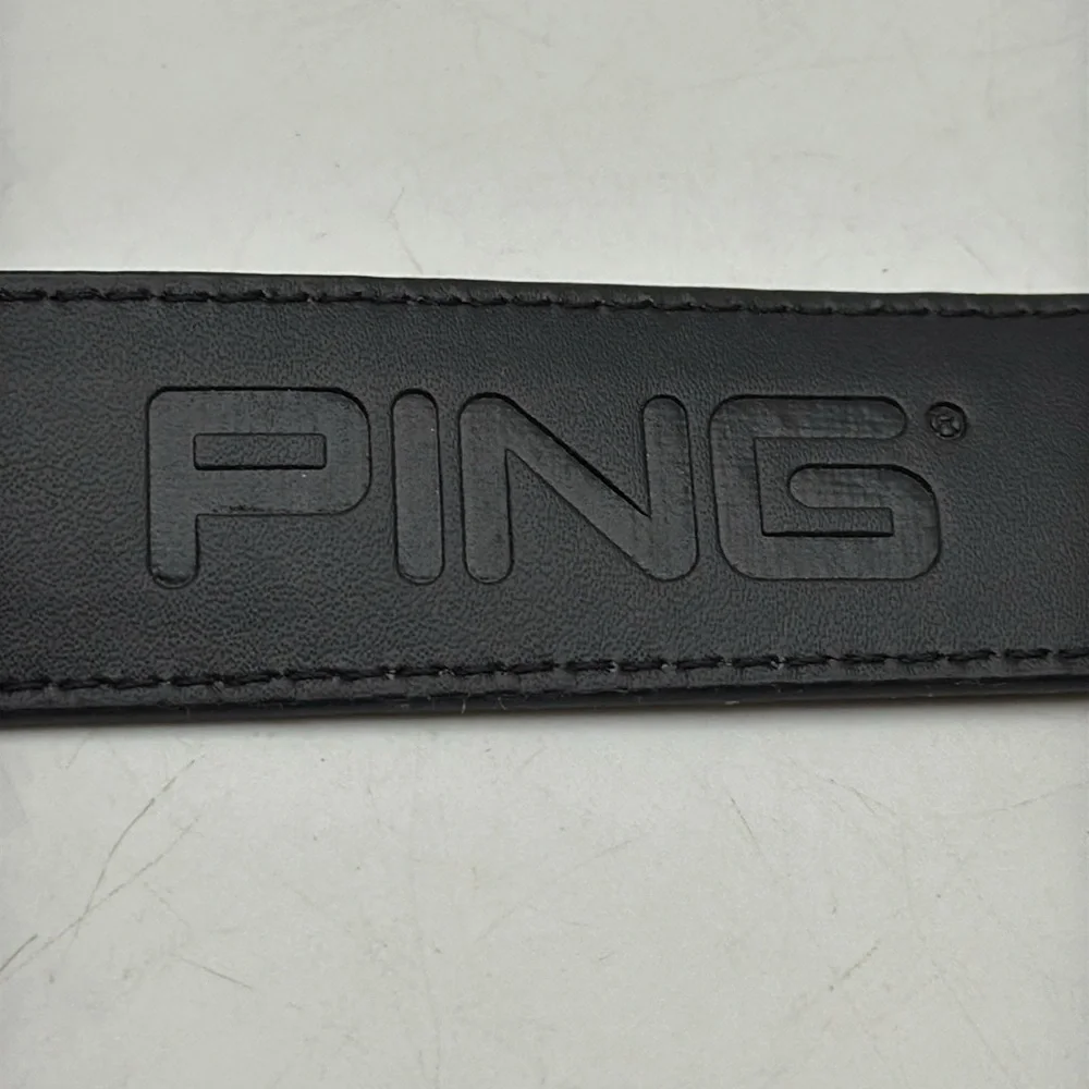 Ping Black Leather Belt with silver accents size 42